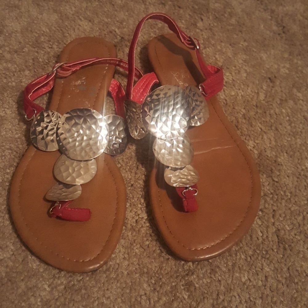 Red and silver sandals